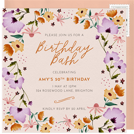 'Garden Whimsy' Adult Birthday Invitation