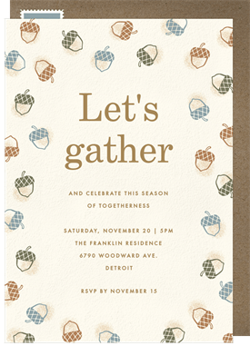 'Stamped Acorns' Thanksgiving Invitation