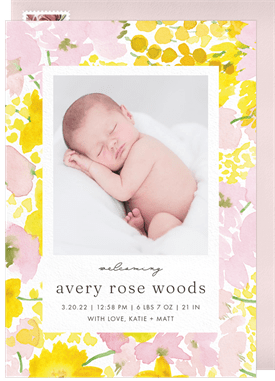 'Soft Sweet Florals' Birth Announcement