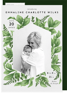 'Foliage Frame' Birth Announcement