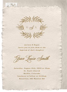 'Gilded Laurels' Baptism Invitation