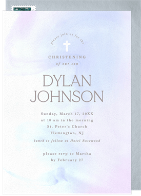 'Mod Watercolor Wash' Baptism Invitation