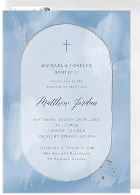 'Faded Brush Strokes' Baptism Invitation