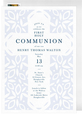 'Lace Pattern' First Communion Invitation