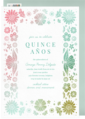 'Folk Floral Fête' Quinceañera Invitation