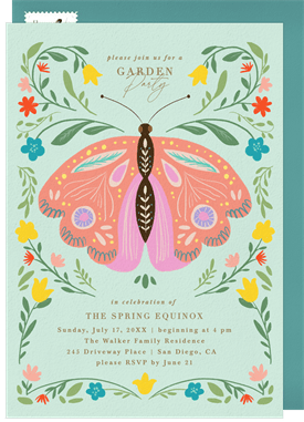 'Folksy Butterfly' Garden party Invitation