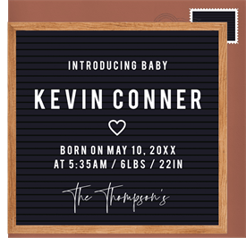 'Classic Letterboard' Birth Announcement