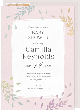 'Foiled Leaves' Baby Shower Invitation