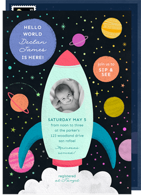 'Space Blast Off' Baby Shower Invitation