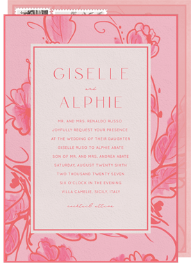 'Wispy Floral Border' Wedding Invitation