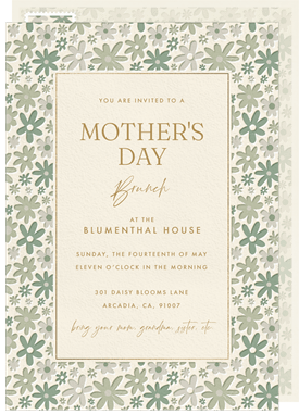 'Retro Ditsy Daisy' Mother's Day Invitation