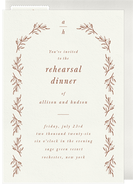 'Vintage Branch Arch' Rehearsal Dinner Invitation