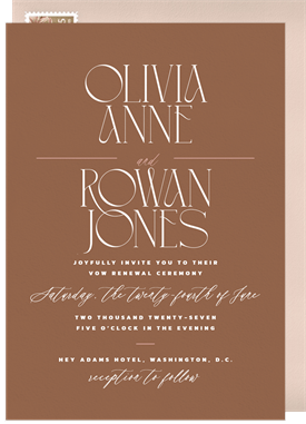 'Big Type' Vow Renewal Invitation