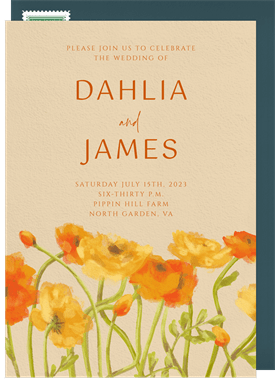 'Watercolor Ranunculus' Wedding Invitation