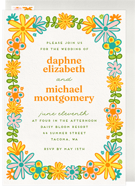 'Cheery Folk Floral' Wedding Invitation