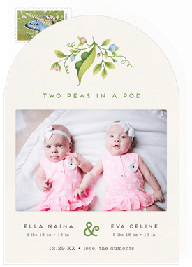 'Pea Pod Birth' Birth Announcement