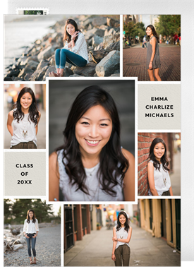 'Photo Grid Grad' Graduation Invitation