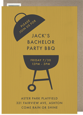 'Modern Grill' Bachelor Party Invitation