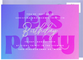 'Glitter Gradient' Adult Birthday Invitation