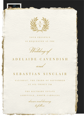 'Classic Laurel Wreath' Wedding Invitation