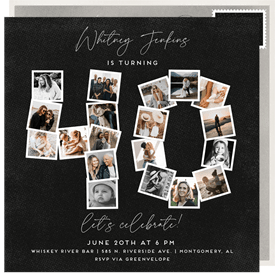 '40 Milestone Collage' Adult Birthday Invitation