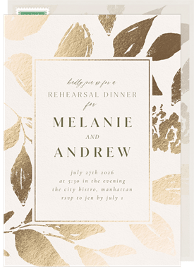 'Leafy Luster' Rehearsal Dinner Invitation