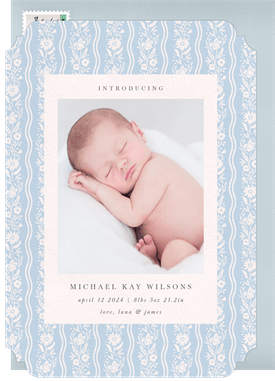 'Floral Vintage Wallpaper' Birth Announcement