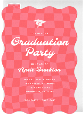 'Trendy Checkers' Graduation Invitation