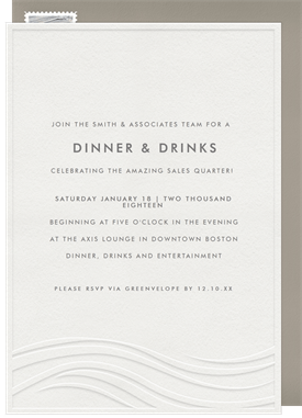 'Letterpress Waves' Dinner Invitation