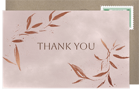 'Feathered Leaves' Wedding Thank You Note