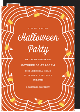 'Candy Corn Web' Halloween Invitation