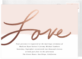 'Rose Gold Love' Wedding Invitation