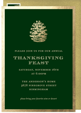 'Golden Pinecone' Thanksgiving Invitation