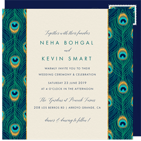 'Peacock Frame' Wedding Invitation