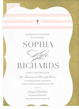 'Foil Cross' Baptism Invitation