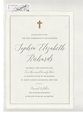 'Classic Deckled Edge' First Communion Invitation