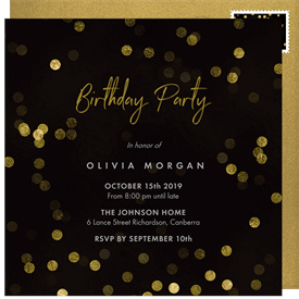 'Shimmery Bokeh' Adult Birthday Invitation