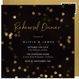 'Shimmery Bokeh' Rehearsal Dinner Invitation