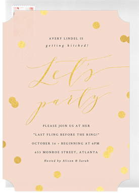 'Posh Confetti' Bachelorette Party Invitation