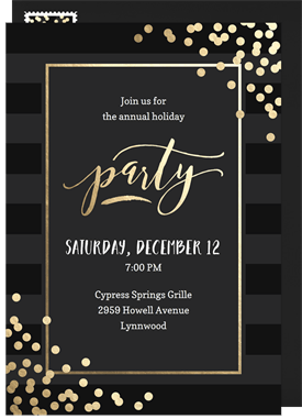 'Golden Confetti Celebration' Business Holiday Party Invitation